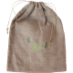 Sac à aromates en lin 100% naturel avec broderie "Ail" vert anis et feuillage vert bouteille