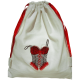 Sac à lingerie coton blanc motif brodé corset fil noir et rouge