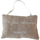 coussin de porte rectangulaire "ne pas déranger, merci" en lin brodé